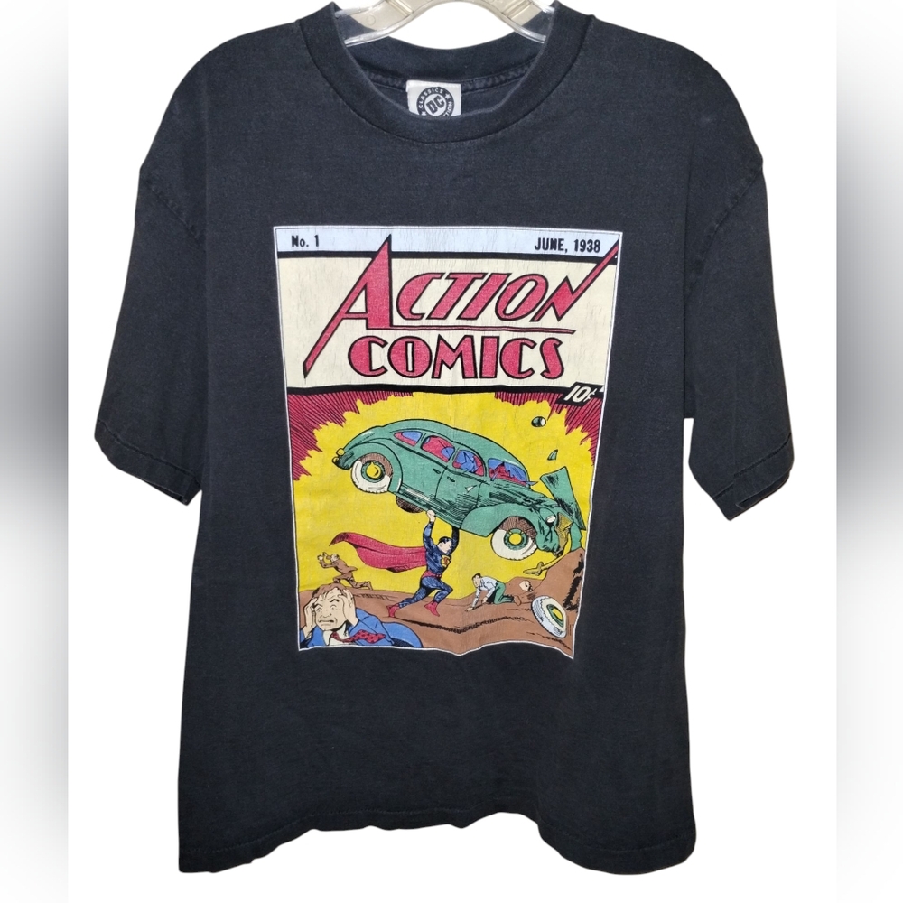 Vtg '93 First Superman Comic #1 T-shirt L Black